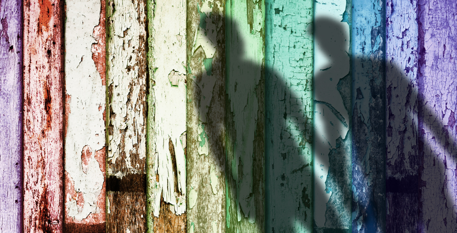 Shadow on a rainbow background