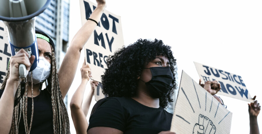 Group of Black women protesting for racial justice. Getty Images.