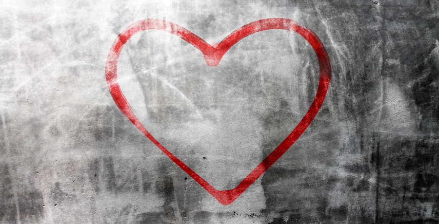 Heart shape on concrete wall