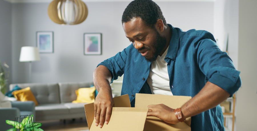 Man opening box