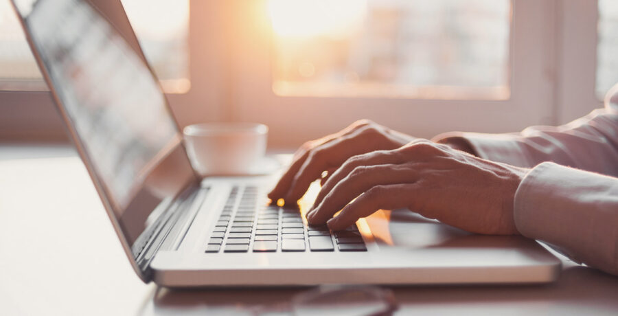 person typing